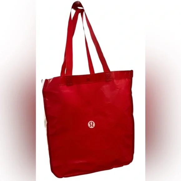 Lululemon Athletica Large Reuseable Red/White Tote Bag with snap - Picture 1 of 8